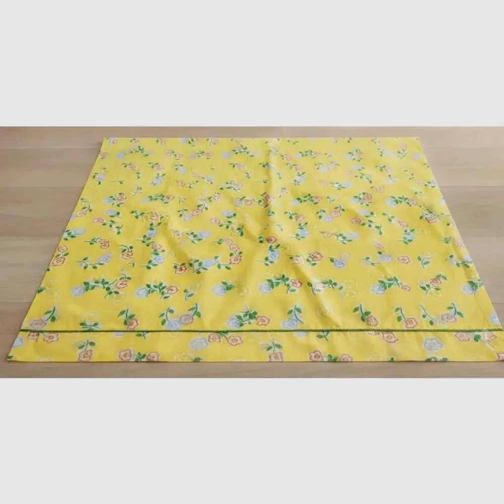 Vintage Wamsutta Twin Flat Sheet Yellow Floral Cotton Percale Bedding New